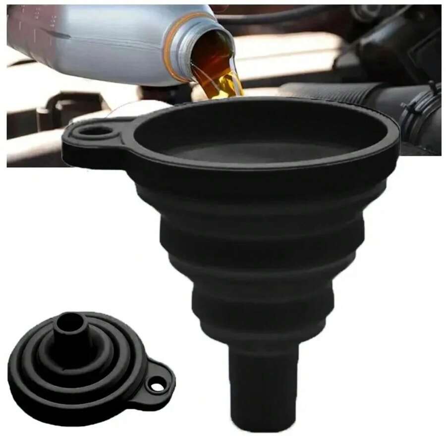Embudo de motor de coche, embudo Universal de silicona para líquido, lavadora, cambio de líquido, embudos de cambio de gasolina y aceite de motor portátil plegable UTKB - BLANCO - Ver 1