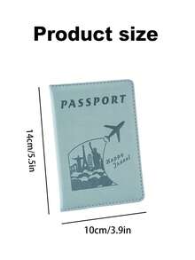 Customized Fashionable Airplane Pattern Leather Passport Holder, Personalized Name Text Travel Passport Cover, Personalized Classic Leather Wallet Case, Unique Travel Set Gift - Multicolor - View 7