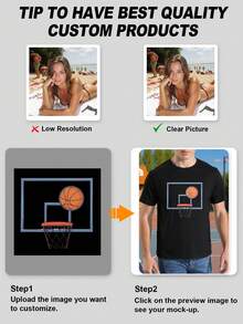 Personalized Photo/Logo/Design Custom Print Men's Black T-Shirt, Great Gift For Valentine's Day, Birthday, Anniversary, Company Activities, Music Festivals, Party Wear - Black - View 4
