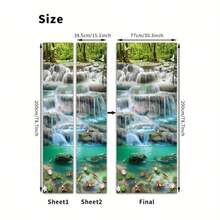 2 件瀑布风景即撕即贴壁纸，30.31 X 78.74 英寸，风景动物印花，适用于卧室、客厅、浴室的室内门装饰 - 彩色 - 查看 6