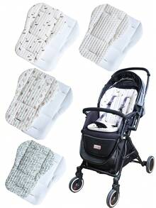 1 件绗缝刺绣婴儿推车垫，薄款四季刺绣座垫 - 米色 - 查看 2