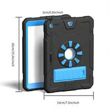 军工防摔 1 件套保护壳适用于 iPad 第 7/8/9 代 10.2 英寸 2019/2020/2021，防震超薄支架保护套带硬质 PC 硅胶套 iPad (A16) 11 英寸第 11 代 2025 iPad 第 10 代 10.9 英寸 2022 - 黑+天藍 - 查看 4