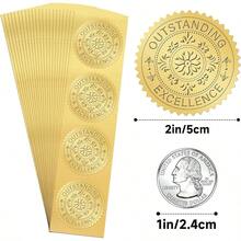 Gold Seals Stickers For Certificate - 2In 100Pcs Foil Embossed Outstanding Excellence Award Sticker S-Adhesive Gold Metallic Envelope Seals Labels Stickers For Certificate Diploma Graduation - Multicolor - View 4