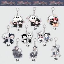 1pc Gojo Geto Anime Acrylic Keychain Pendant, Suitable For Men And Women, Backpack Hanging Accessories, Couples Car Keys Holder, Gift For Friends, Couples Decor For Valentine's Day, Halloween, Holiday Car Accessories Bag Charm Backpack For School
