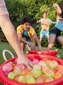 37pcs/111pcs Water Balloons Quick Fill Set, Summer Splash Fun Water Party Game, Family Outdoor Swimming Pool Water Balloons, Outdoor Water Balloons For Outdoor, Friends, Summer Fun Mother's Day