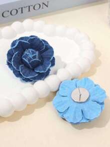 BMOR 1 par de aretes de vaquero retro con camelias y aretes de flor de denim 3D personalizados y exagerados, adecuados para el uso diario de las mujeres