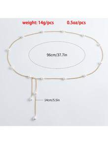 1pc Elegant Summer Beach Drop Pearl Pendant Waist Chain, Women Body Jewelry Accessories (Number Of Pearls May Vary Due To Cutting)