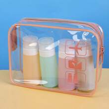 1/3 piezas Bolsa de tocador portátil transparente rosa, kit de viaje, bolsa de cosméticos impermeable para avión, bolsa de viaje para hombres y mujeres, vacaciones, negocios, playa de verano, artículos esenciales de viaje, vacaciones, regreso a la escuela, bolsa para la escuela, bolsa de viaje para mujeres, bolsa de maquillaje para viaje