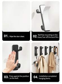 5pcs/10pcs ABS Non-Drilling Hooks, Strong Adhesive Bathrobe And Towel Hooks, Wall Key Hangers, Bathroom And Kitchen Accessory Racks, Coat Hangers, Anti-Rust Shower Door Hangers, Strong Nail-Free Small Hooks, Organizer