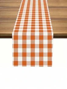 1pc Classic Buffalo Check Table Runner, Red & White Plaid Polyester Tablecloth, Placemats, Woven Rectangle Tablecloth, Suitable For New Year, Valentine's Day, Easter, Harvest Festival, Halloween, Christmas, Multi-Purpose Holiday Cabin Decoration, Camping Party Supplies - Multicolor - View 4