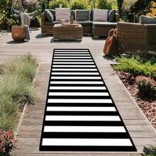 1/2 Set Modern Minimalist Black And White Striped Carpet, Living Room Carpet, Outdoor Carpet, Decorative Carpet, Hallway Carpet, Easy-To-Clean Carpet, Ideal For Bedrooms, Kitchens, And Entryways.