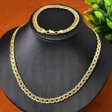 Conjunto de 2 collares y pulseras minimalistas de cobre repujado chapados en oro de 18 quilates para mujer, ideal para uso diario en fiestas.