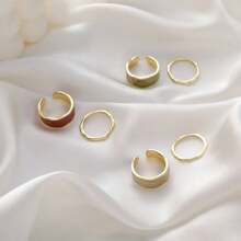 2pcs/Set Vintage Enamel Rings, Unique Design Open-Ring, Korean Style Minimalist Rings For Women