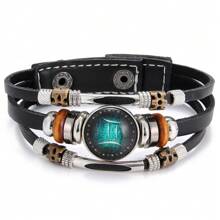 Zodiac Signs Spirit Bracelet Zodiac Bracelet For Women Men Adjustable 12 Constellation Bracelet Multilayer Zodiac Black Leather Bracelets Zodiac Sign Wrap Bracelet For Women Men Birthday Jewelry