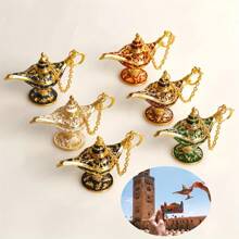1/6pcs Magic Lamp Decor, European And American Classic Style, Elegant Vintage Pattern Collection, Metal Wishing Lamp, Home And Party Decoration.