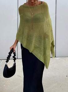 Fashionable & Elegant Loose Knitted Shawl Cardigan, Lightweight & Breathable, Oversized Design, Suitable For Women, Spring/Summer Casual Wear, Leisure Travel, Beach, Versatile