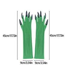 Halloween Hexen Krallen Handschuhe mit langen Fingernägeln, grüne lange Handschuhe als Requisite für Aufführungen, Zauberer Dämon Kostüm Handschuhe, Kürbis Vampir Kostüm, Herbst