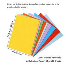 20 Sheets A4 Colored Card Paper 10 Colors (8.26*11.69in) Double-Sided Handmade Origami Printing Card Making Diy Art Handmade Paper School Supplies School Supplies, Back To School