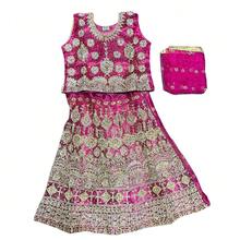 Set de lehenga choli tradicional para niñas - Usar para niños-011 - Multicolor - Ver 2
