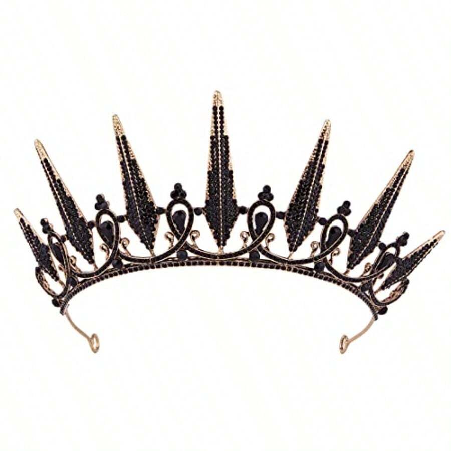 Evil Queen Costume Women Crown Black Swan Vampire Ursula Tiara Halloween Gothic Witch Accories For Bride Princ Girl Birthday Cosplay Party Wedding Homming Prom Quinceanera Pageant - as pic - View 1