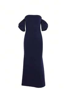 Vestido sin tirantes con espalda abierta y mangas abullonadas para mujer para otoño de WOWDARK