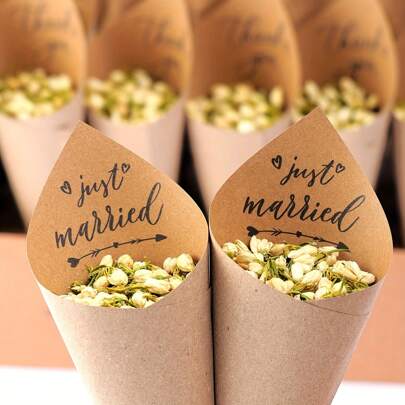 Set de 30 conos de pétalos de flores DIY, conos de papel de confeti multicolor, conos de papel kraft hechos a mano, conos de confeti para decoración de fiestas y regalos, suministros para fiestas de bodas