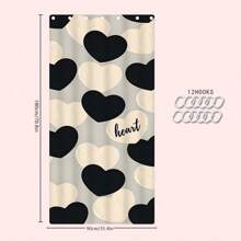 1/4 Stücke Herz-Themen Badezimmer Duschvorhang Set, Badematte, U-förmiger Toilettendeckel, wasserdichter Duschvorhang, moderne Badezimmer Dekoration, waschbar aus Polyester, ohne Bohren erforderlich Herbst Dekor Badezimmer Accessoires Rückkehr zur Schule