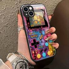 Retro Game Console 2D Print Pattern Phone Case For IPhone 11 12 13 14 15 16 X XS Pro Max Plus Back Glass Cellphone Protective Shell, Compatible With Sam Galaxy A06/A14/A15/A34/A51/NOTE10/S21/S22/S23 Ultra - màu đen - Xem 3