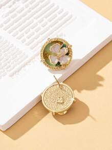 1 Pair Elegant Floral Shaped Round Stud Earrings, Suitable For Women Party & Vacation Jewelry