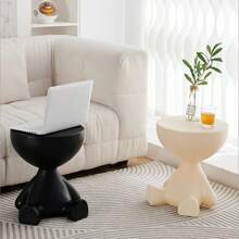 Moderno tavolino da metà orso (nero/beige) 2-in-1 comodino, tavolino da caffè e tavolino laterale con vano portaoggetti nascosto per camera da letto, soggiorno e terrazzo, forniture scolastiche, back to school