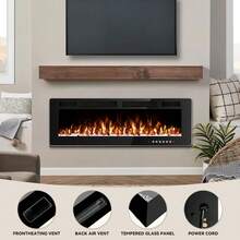 50Inch Electric Fireplace Inserts Ultra - Thin 750/1500W Electric Fireplace Heater Freestanding Wall Mounted Or Recessed With Adjustable Multicolor Flame And Timer - US B Type Plug(110-127V) - View 3