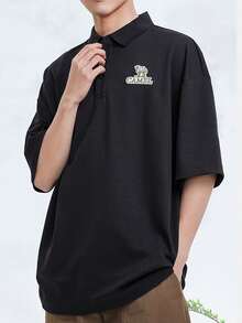 CAMEL CROWN 男士速干短袖Polo衫，夏季户外短袖徒步T恤，清凉防晒 - 幻影黑 - 查看 1