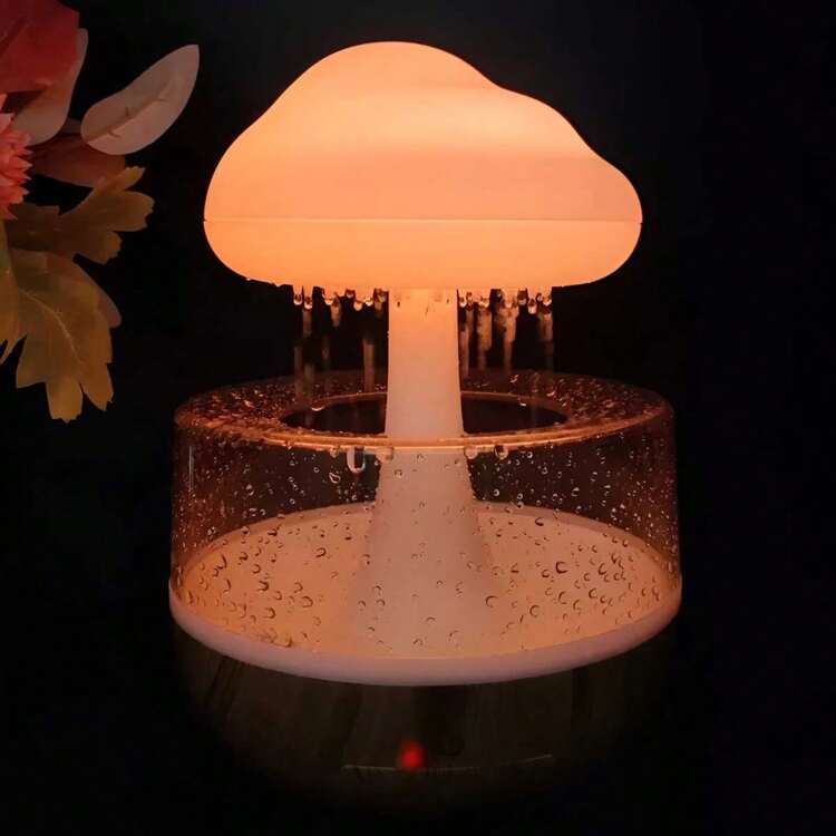 Humidificateur, humidificateur en forme de nuage de pluie coloré, machine d'aromathérapie à gouttes de pluie, lampe d'ambiance de sommeil, veilleuse en forme de nuage de pluie avec 7 couleurs changeantes, convient pour la maison, le bureau, le dortoir, cadeaux d'Halloween, cadeaux de Noël