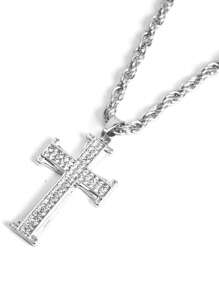 Colar de corrente trançada com pingente de cruz de microdiamante de luxo de luxo de alto nível, unissex, presente ideal para o dia das mães, dia dos namorados, feriado de ano novo