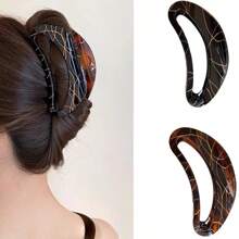 1 Piece Of Simple Temperament Hair Clip, Small Group Of Versatile Water Ink Gold Line Shell Hair Clip, Fashionable Women's Hair Accessories Beauty Claw Clips