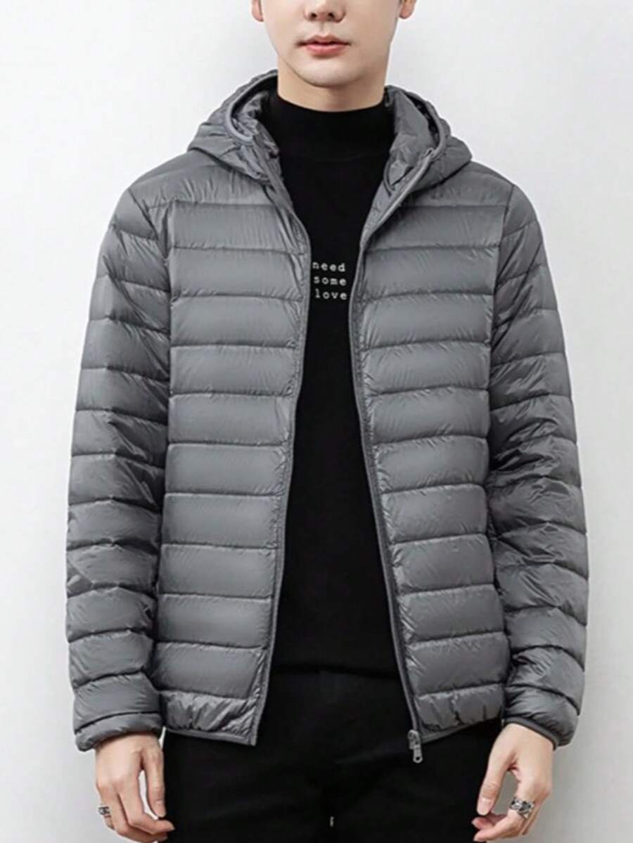 SUN CAI Men's Hooded Jacket, Imported Lightweight Fabric Jacket - Dark Grey - View 1