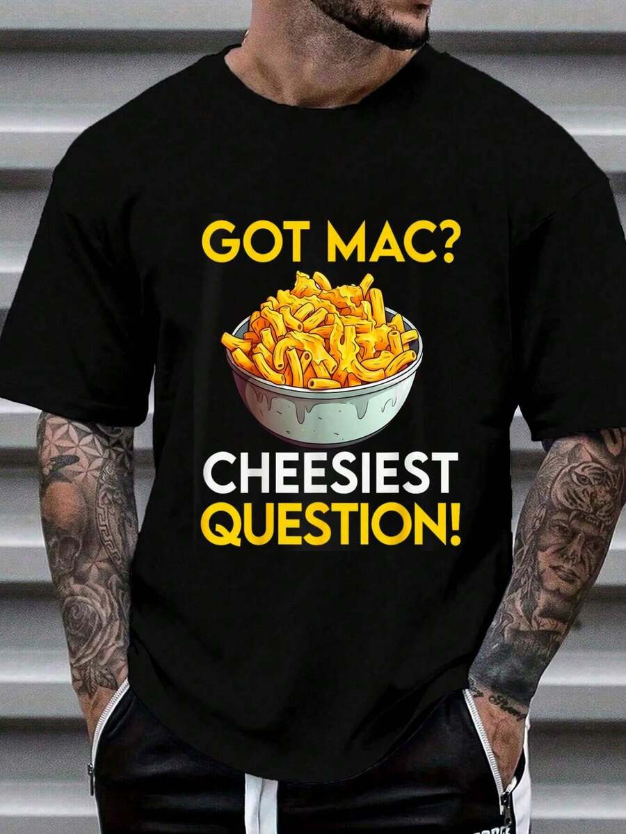 100% Cotton N Cheese Boys Girls Macaroni And Cheese Men Women T-Shirt Fashion Women's Men's Graphic Tee Causal Tops - 黑色 - 查看 1