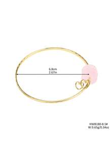 Pendentif en forme de cœur martelé avec placage cuivre bohème et imitation de quartz rose pour bracelet de femme
