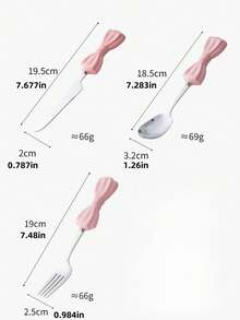 1 件北欧风格陶瓷蝴蝶结餐具，淡黄色和粉色陶瓷手柄 304 不锈钢勺子、叉子和刀餐具套装，优雅的黄油刀，节日礼物，生日祝福，派对用品，送给男朋友/女朋友的礼物，学校用品