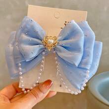 1 Piece French Style Exquisite Simple Girl Hair Accessories Colorful Pearl Tassel Bowknot Three-Dimensional Hair Clip Accessories Suitable For Valentine's Day New Year Banquet Accessories Gifts Daily Exquisite Hairstyle Accessories - 1個粉紅珠子髮簪 - 查看 4