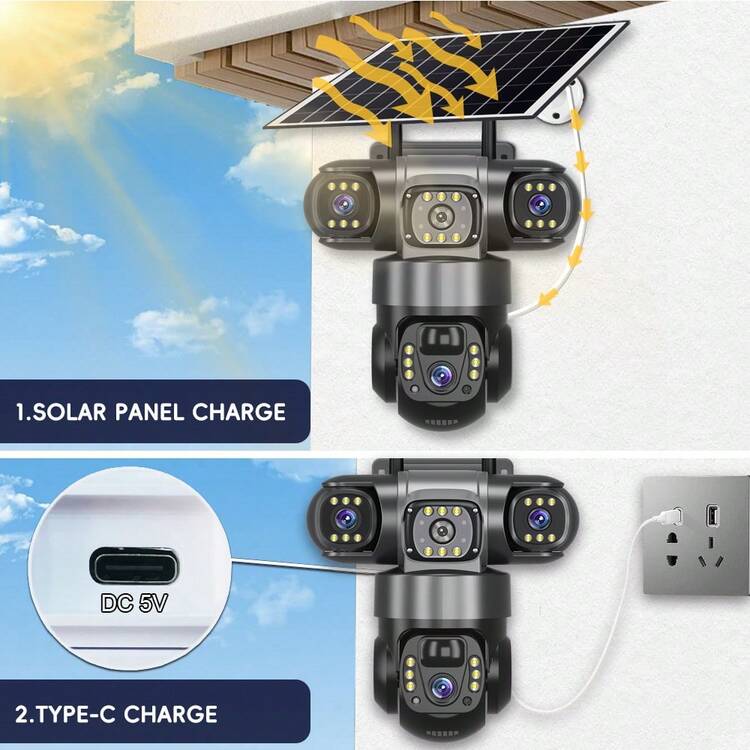 Cámara IP solar 4G 4G CCTV 12MP de doble lente y triple pantalla PTZ con seguimiento automático 6K Curious Security Surveillance V380 Pro, cámaras de seguridad para interiores y exteriores 4G inalámbricas, cámaras IP, cámaras PTZ, cámara Ring, cámaras IP PTZ de vigilancia inteligentes para interiores y exteriores con seguimiento automático - Cámara con tarjeta SIM 4G - Ver 4