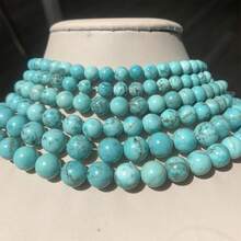 50/500pcs Natural Turquoise Beads, 4-10mm Round Gemstone, Loose Beads With Elastic Cord, For Bracelet And Necklace DIY