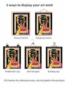 1pc Hippie Print Retro Wall Art 70s 60s Vintage Posters With Rainbow Cosmic Graphics, Frameless Canvas Decor For Bedroom/Dorm/Beach House/Vacation Travel, Beach Graduation/Back To School Gift & Party Decoration (Wall Prints, Prints For Wall, Funky Posters, Retro Art) - Multicolor - View 7