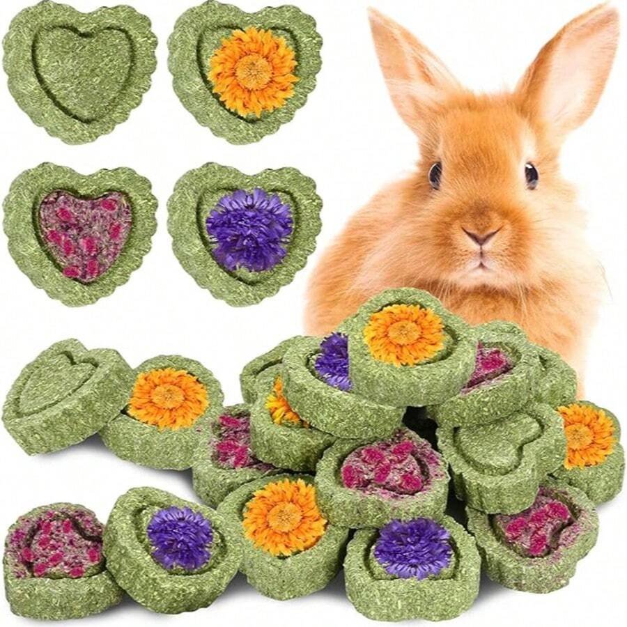 MOTOMATE Timothy Hay Treats Natural Chews For Teeth Handmade Rabbit, Chinchilla, Gerbil, Rat, Hamster Toys Bunny & Guinea Pig Toys, 12Pcs - 綠色 - 查看 1