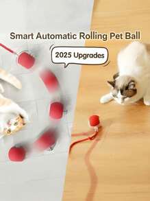 PETSIN 1 Peça Bolas de Brinquedo Interativas para Gatos Recarregáveis por USB, Bola Elétrica Automática em Rolamento para Cães/Presente de Aniversário de Gatos, Brinquedos Inteligentes Automáticos com Cauda para Mascar de Estimação, Bola de Perseguição de Gato Presa Inteligente de Cor Sólida, Bola de Brinquedo Interativa para Gatos, Brinquedo para Gatos Internos