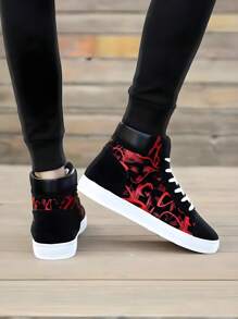 1 Pair Women's High-Top Canvas Shoes, Korean Style Student Sneakers, Casual Shoes For Teenagers, Winter