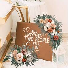 2 Peças Decorações Florais Clássicas Decorações de Casamento Flores Simuladas na Parte de Trás da Cadeira Guirlanda de Flores Artificiais - Flores Artificiais Brancas/Laranja/Rosa para Decorar Mesas de Jantar, Costas de Cadeiras, Escadas, Decorações de Flores Artificiais com Folhagem de Plástico, Adequado para Arcos de Casamento - Multicolorido - Visão 18