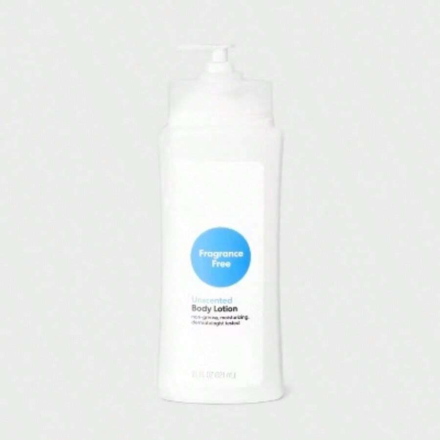 Loción corporal sin fragancias para la hidratación diaria, fórmula hipoalergénica y suave, botella grande de 21 onzas para el cuidado de la piel seca en el hogar o de viaje - Por defecto - Ver 1