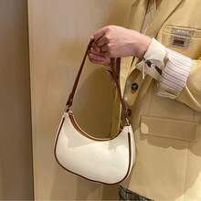 Torba typu bagietka w kształcie półksiężyca Modna minimalistyczna torba vintage w jednolitym kolorze Elegancka torba pod pachę Swobodna torba damska do wszystkiego z wysokiej jakości i lekkiej skóry PU