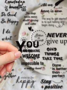 50pcs English Motivational Quotes Stickers, Suitable For Laptop, Water Bottle, Phone Case, Guitar, Skateboard, Journal, Luggage, Gift For Friends